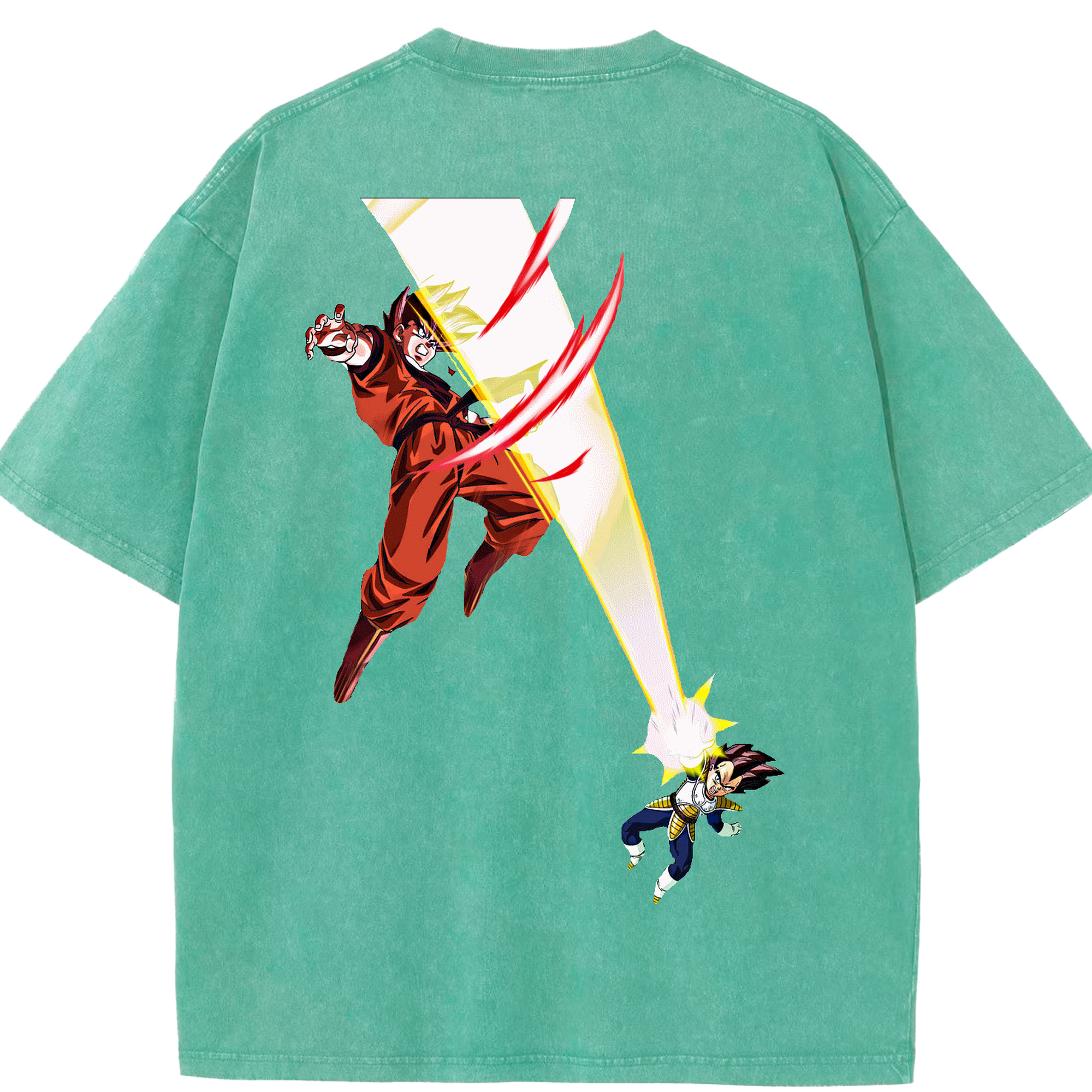 （画像用） ドラゴンボール ベジータ四世（Bejīta Yonsei）DRAGON BALL Vegeta IV 綿100% ヴィンテージ風 半袖Tシャツ（背面プリント）